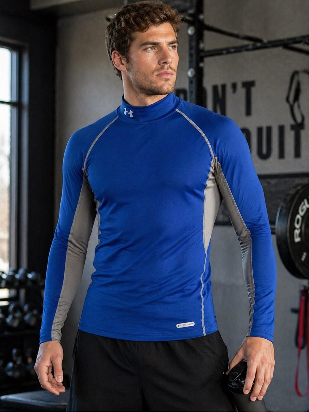 Under Armour ColdGear Men’s Mock Neck Long Sleeve Blue Size Large Compression
